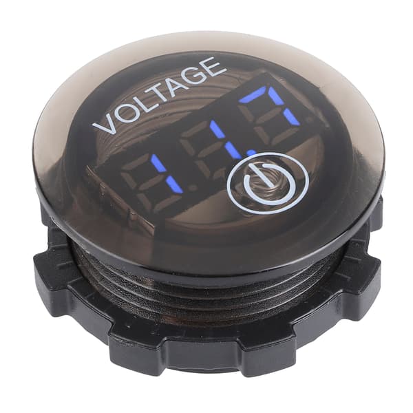 Universal LED DC Digital Voltmeter Spenningsmåler Bilbatterimåler 12‑24V M/ Berøringsbryter Blå