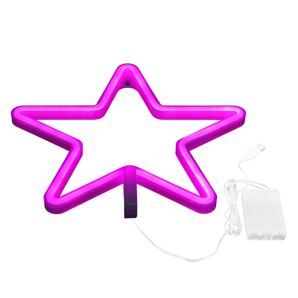 Stjerneform LED-lys Neonskilt Neonlys til fødselsdagsfest Stue USB/Batteri PoweredPink