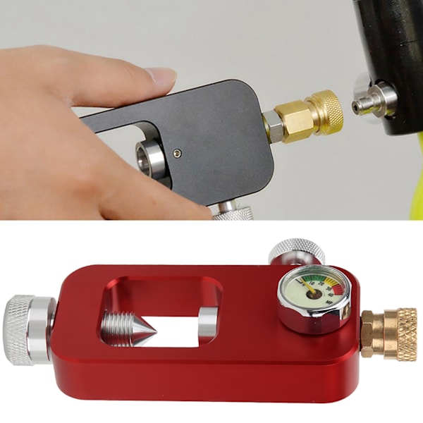 DEDEPU Scuba Diving Adapter 8mm Oxygen Bottle Connector med trykkmåler for undervannssnorklingutstyrRød