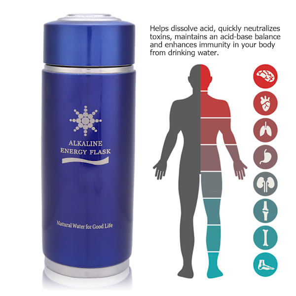 Rustfrit alkalisk vandflaske bærbar nano balance bio energi lonizer kop kolbe (blå)