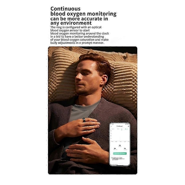 Smart Ring Puls Blodtryck Blodsyre Temperatur Sömn Kalorier Hälsa Fitness Tracker Ringar Vit Nr 23