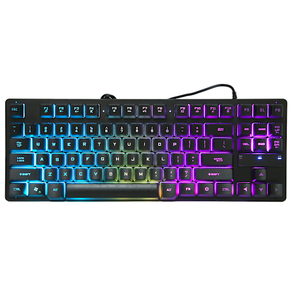 Kabelanslutet speltangentbord 87 nycklar Ergonomisk färg Bakgrundsbelyst Design Stationär bärbar datortillbehör Svart