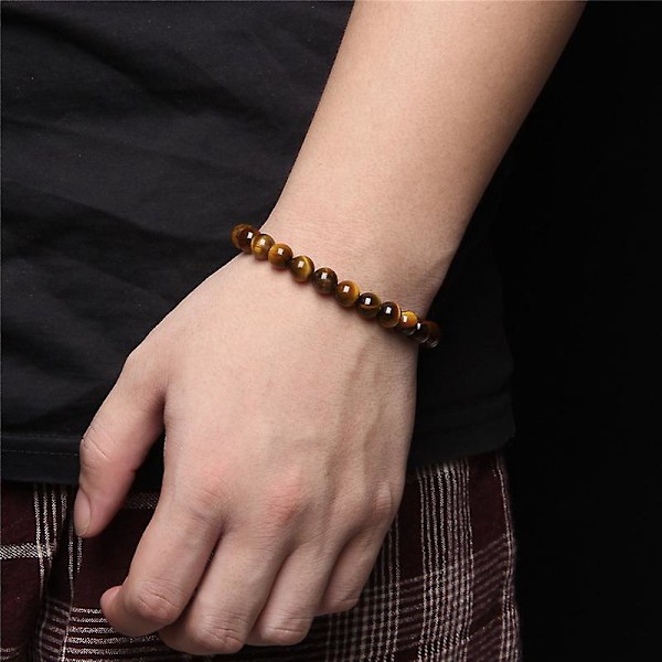 Kirsebærtræ Gemsten Perle Stræk Armbånd 8mm Runde Perler 7.4 Tommer