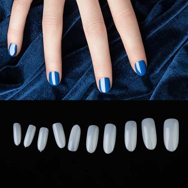 500st Professionell DIY Akryl UV Gel Fake Nail Art Tips Tool med Box500st Naturlig Färg