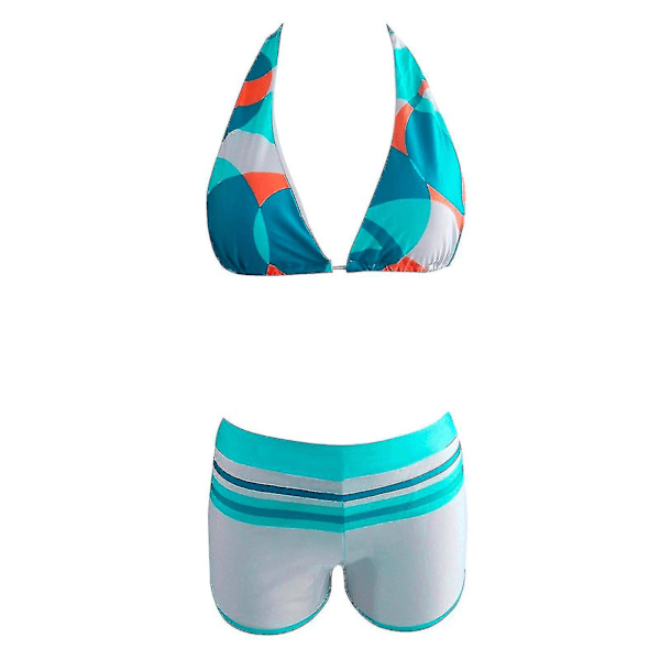 Sportig tankini med vaddering och shorts för kvinnor - Snygg badkläder för en bekväm badupplevelse S Blå