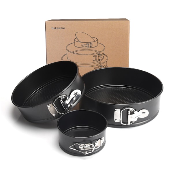 3-delad fjäderform kakform set non stick läckagesäker tårta bakform