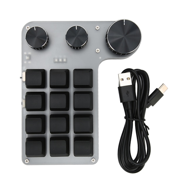12-tangenters mekaniskt tangentbord Bluetooth USB-anslutning Mini bärbar programmerbar makro tangentbord med 3 knappar för kontor