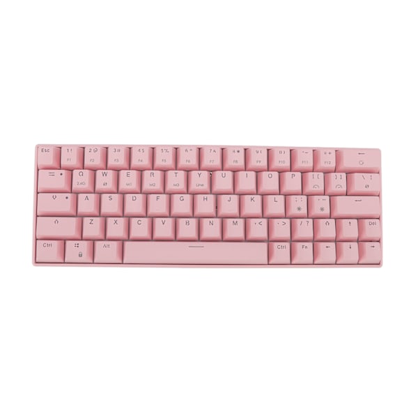 Vaaleanpunainen 64 näppäimen mekaaninen näppäimistö 5V DC tukee langatonta 2.4G Bluetooth 3.0 5.0 Type C langallista pelihiirtä Windows Red Switchille
