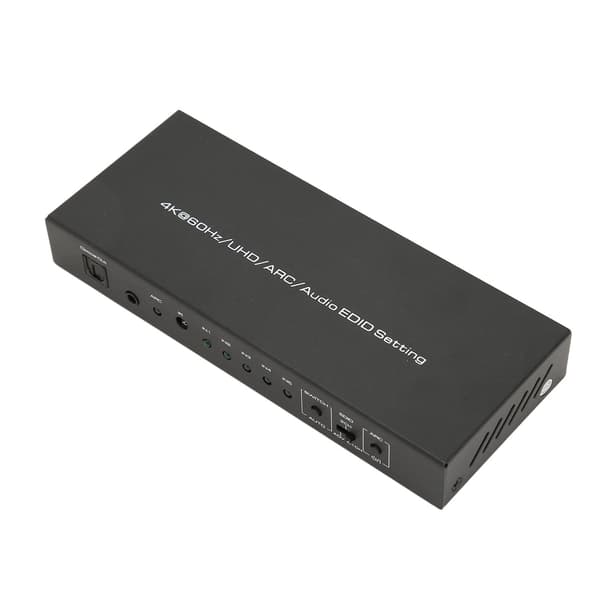 HDR HD Multimedia Interface Ljudextraktor 5 Portar 18 Gbps Ljudextraktor Switchbox med Fjärrkontroll ARC 100‑240V US-kontakt