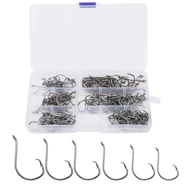 Crank Hook Fiske Hook Set Offset Lätt Fångst Kolstål Fiske Tackle för Mjukt Bete