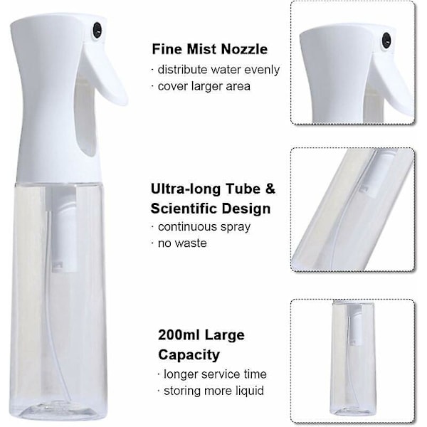 Hårsprayflaska, Layhou 200ML Tom Sprayflaska Ultrafin Dimspray Vattenflaska Kontinuerlig Spruta för Frisörsalong, Växter, Rengöring