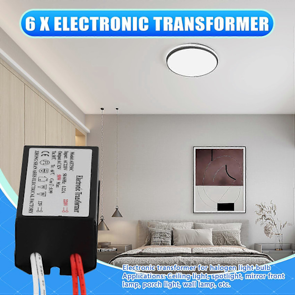 6 st Elektronisk Transformator 220V till 12V Adapter