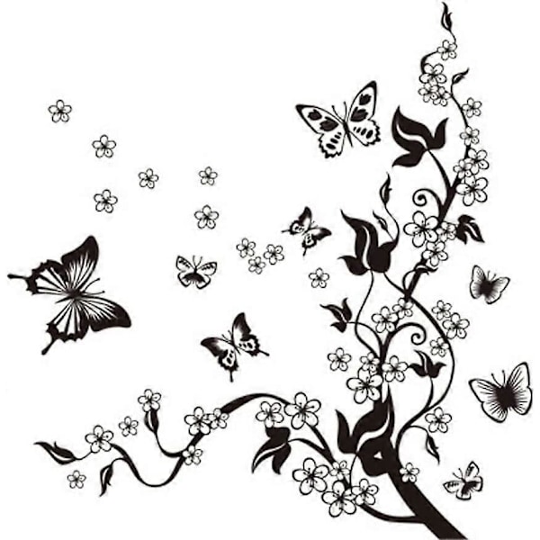 Fjäril och blommor väggdekal fotovägg Engelsk motto bokstäver dekorativ väggdekal