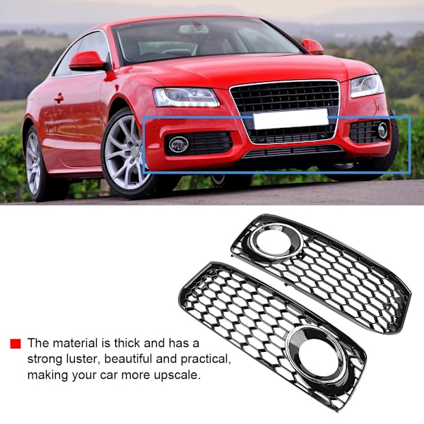 2 kpl auto sumuvalo grilles korvaaminen sähköpinnoitettu aukko sopii Audi A5 S5 08-12