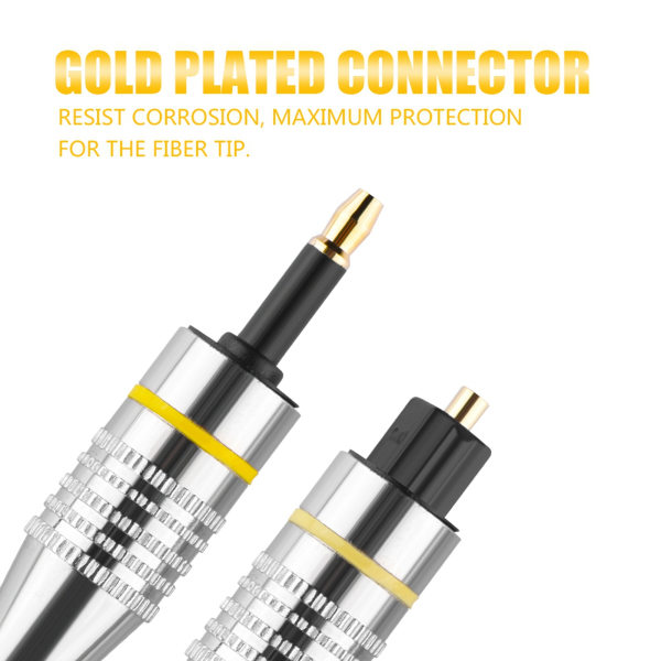 Toslink til miniplugg 3,5 mm optisk fiber digital lydkabel SPDIF gullbelagt kontakt 2m 2m