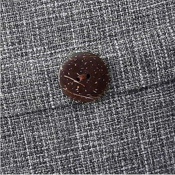 Firkantede Dekorative Putetrekk Rustikk Stil Lin Dekorative Putetrekk med Dekorative Knapper for Sofa Soverom Hjem Mørk Grå 45X45CM, 2 Stykker