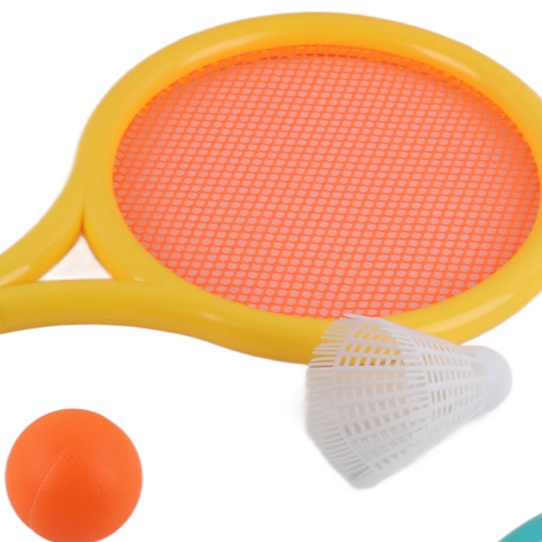 Lasten sulkapallomaila, liukumaton, kestävä, joustava, kannettava tennismailasetti lapsille, 2 mailaa, 2 palloa, sininen, keltainen