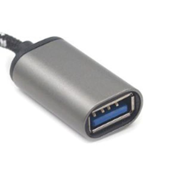 Typ C OTG till USB 2.0-adapterkabel Aluminiumlegering Nylonflätad rep Typ C till USB-omvandlaradapterkabel Grå
