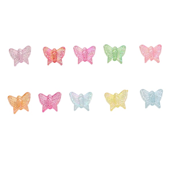 100 stk sommerfuglformede perler i plastmateriale, avslappende DIY-laging av fargerike håndverksperler til smykkefremstilling