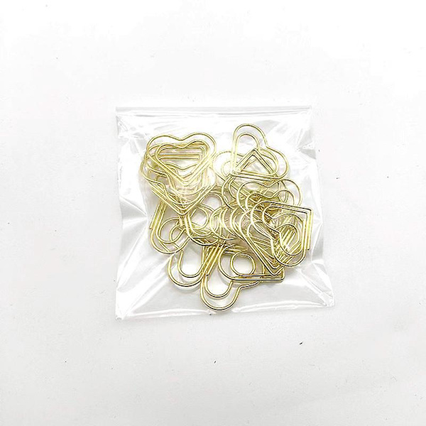 Hjerteformede Guld Papirklips - Elegant Bryllupsdekoration, Kontor Bogmærker & Planlægger Klips Organiser