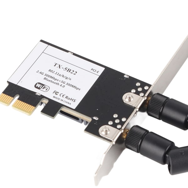 AR5B22 Trådløs WiFi-adapter 2.4GHz 5GHz 300Mbps PCI‑E Bluetooth 4.0 + 2x5dBi Antenne til Windows 7/8/10