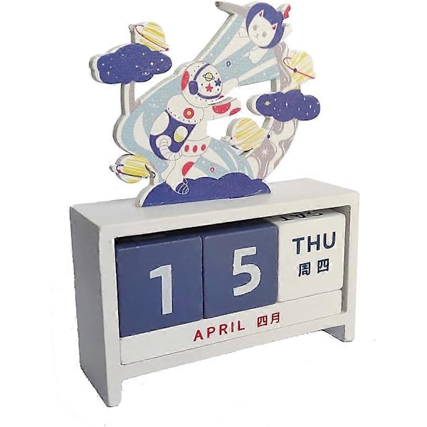 Kreativ skrivebordskalender i tre, permanent blokk måned dato uke display egnet for skrivebordsdekorasjon