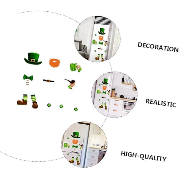 1 Sett med Patrick's Day Assortert Design Dekaler Patricks Magnetiske Elementer Tema Sugekopp Kjøleskapsmagneter