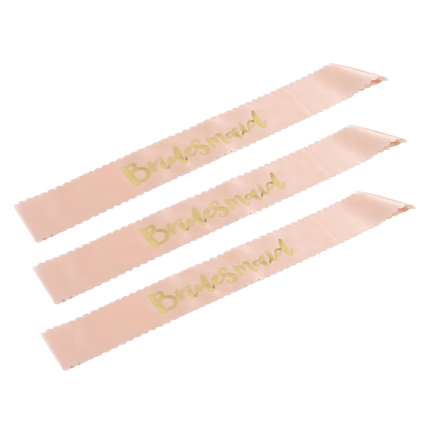 3 stk. Brud til at være Sash Pink Dobbeltsidet Satin Stof Elegant Komfortabel Touch Glossy Font Design Bryllup Tilbehør