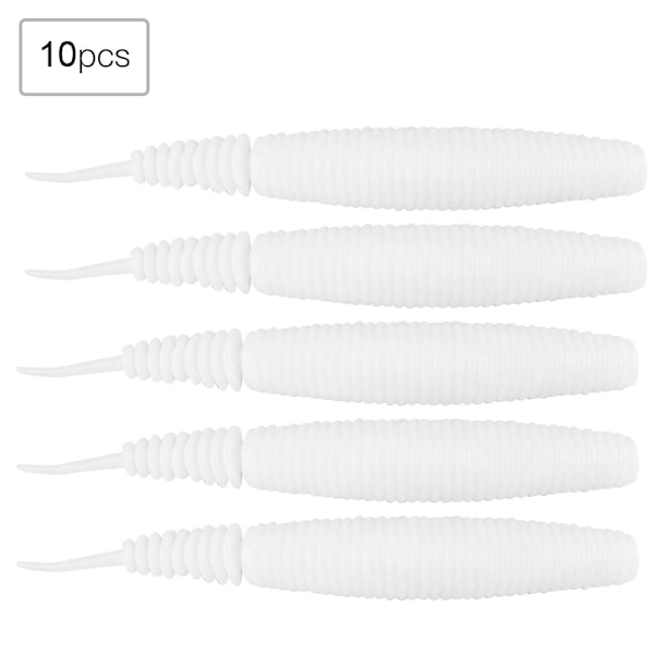 10 st artificiella insektspuppor maskliknande mjukt bete utomhus fiskebeten (vit)