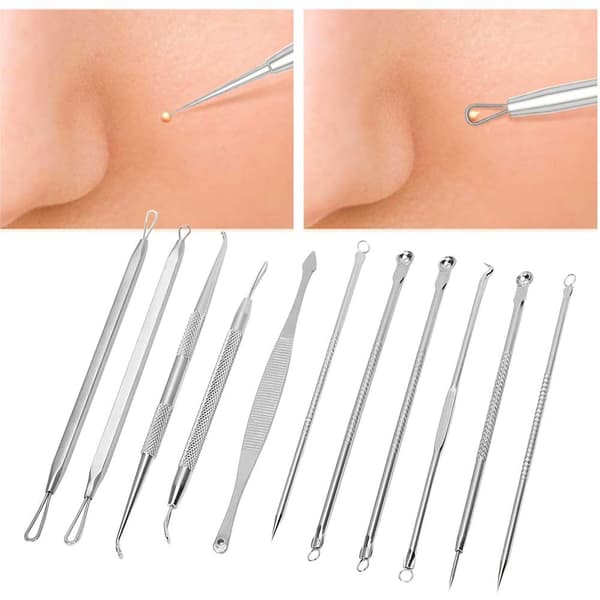 Acne Extractor Rustfrit Stål Pimple Nålesæt Ansigtspleje Hudormefjerner Værktøj
