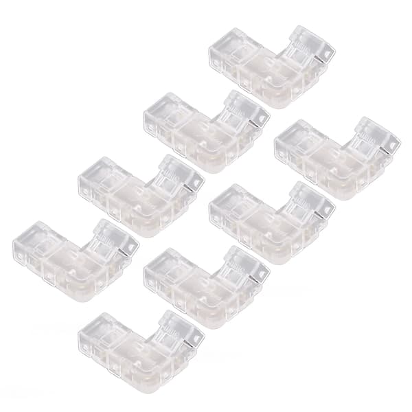 8 stk. 2-benede 5 mm COB LED-stripelysforbindere L-formede gennemsigtige sømløse forbindere Loddefri terminaludvidelsesadapter