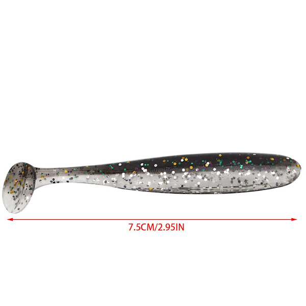 20 STK 7,5 cm Mjuk plastfiskedrag t tail Grub Mask Beten Fiskredskap Tillbehör (svart)