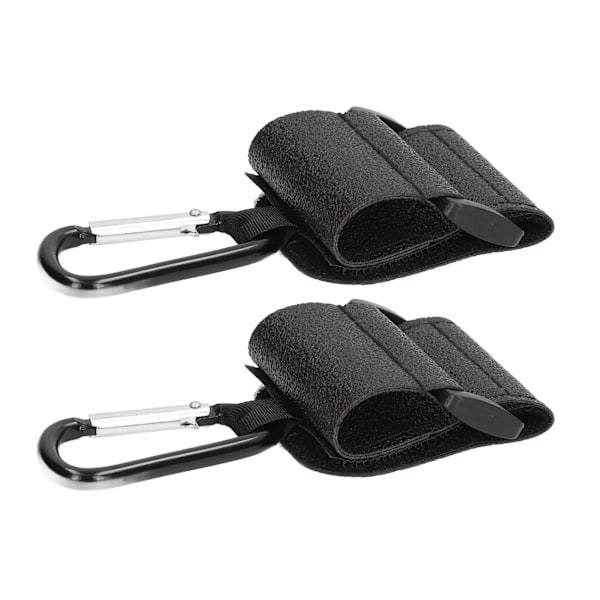 2 st svart barnvagnskrokar - mångsidig handsfree läder barnvagnskrokar