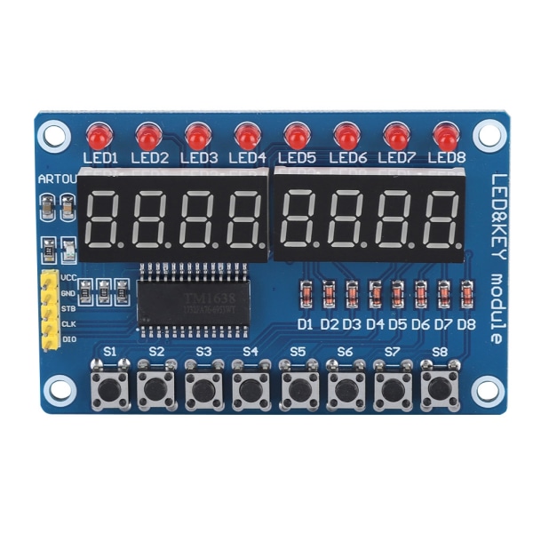 Ny 8-bitars digital LED-nyckel Digital Tube TM1638 Display Modul för Arduino AVR Authentic