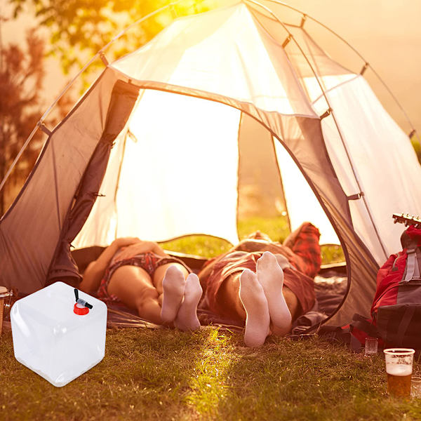 15 liter hopfällbar vattenbehållare med tappkran Camping Vattenförvaring Bärbar Vattenkanna för Utomhus Vandring Nödläge