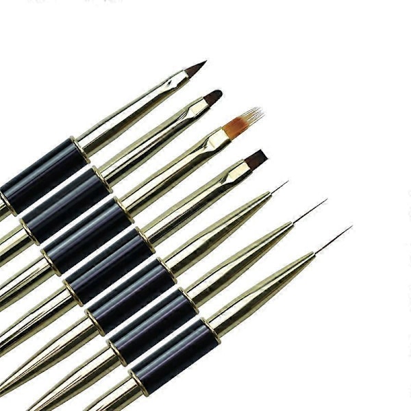 Dubbelsidig Nagelkonst Linje Liner DIY Målarpensel Flytande och Pulver Akryl UV Gel Förlängning Fransk Byggarpensel Ritpenna G-B243-2-1 stycken