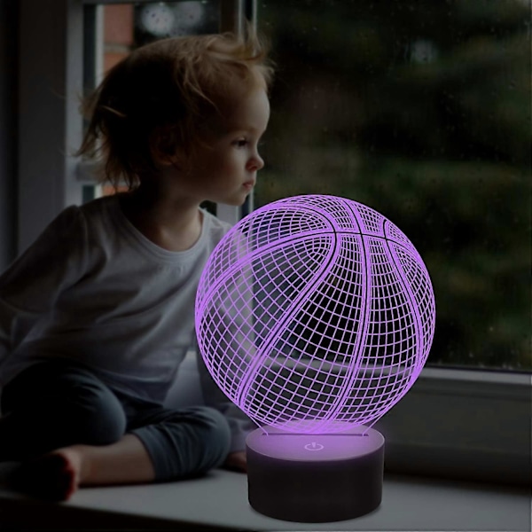 2025 Egnet 3D Basketball Nattlys Optisk Illusjonslampe med 16 Farger Endrende Fjernkontroll Bursdag Julegaveidé Valentinsdag Gaveidé for Sport