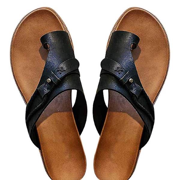Ortopediska Sandaler för Kvinnor med Hallux Valgus Korrigering, Svarta, Storlek 36
