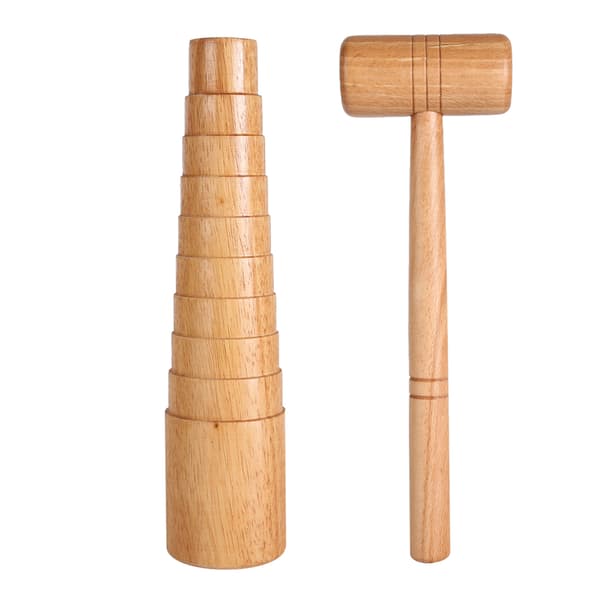 2st / set Trä Mandrel Sizer Smyckestillverkning Justera Armbandsstorlek Mätsticka Hammare Verktygssats
