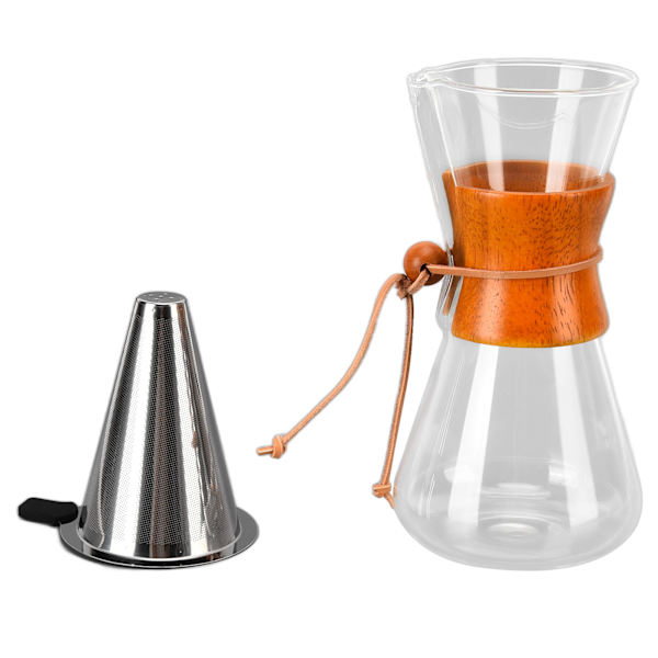 550 ml hæld-over kaffebrygger i bambus, klassisk varmebestandig glas kaffemaskine til hjemmet, kontoret og caféen