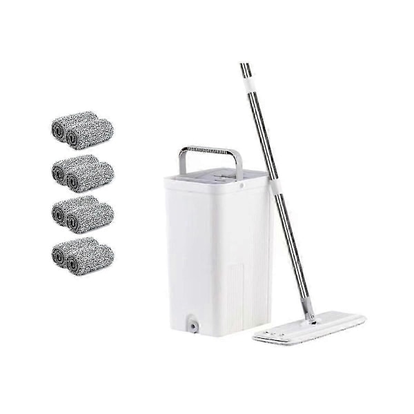 Lazy Floor Mop Plattmopp - Tvättmoppningsartefakt Mikrofiberdukmopp med Hink Hushållsmoppar