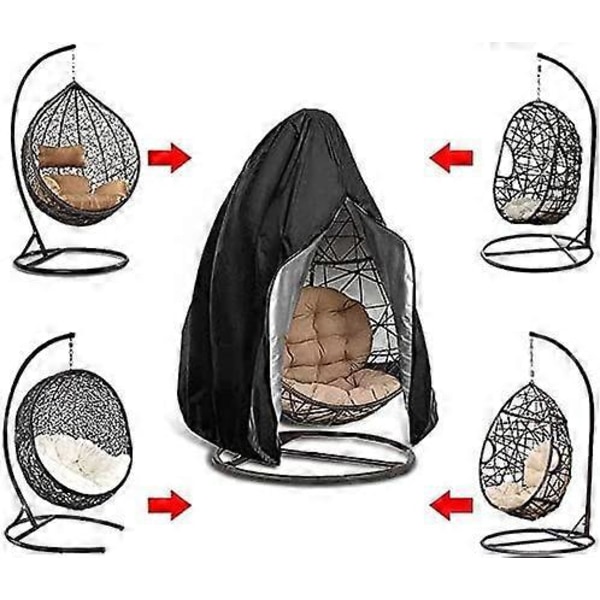 210D Oxford Hage Hengestol Trekk Egg Stol Presenning Vanntett Anti-UV/Vind Beskyttende Trekk for Uteplass Stol (115x190cm, Svart)