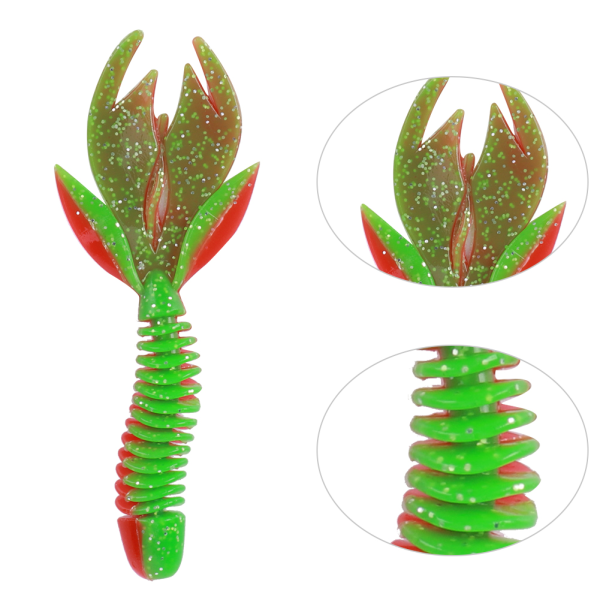 AR37 80mm 2,3g Fiskeri blød orm agn kunstig bladhale simulering lokketilbehør5# Rød Grøn