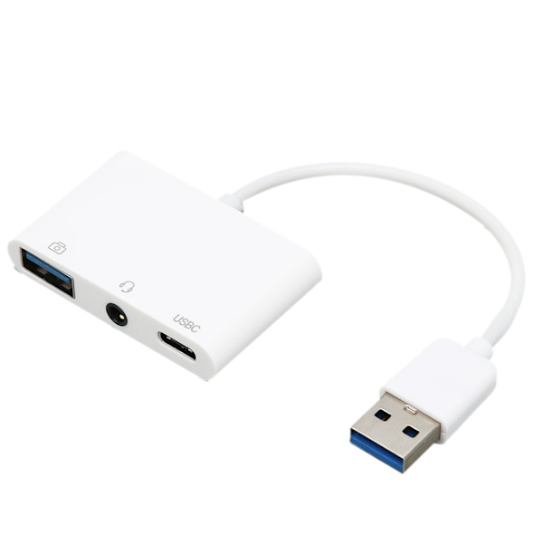 Hodesettladeradapter Multifunksjonsoppgradering Experience 3 i 1 hann til kvinne USB3.0 til 3.5 mm adapter
