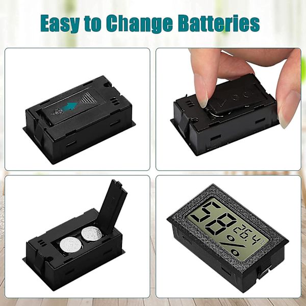 Digital hygrometer termometer 5-pack - LCD-skärm, mini temperaturmätare och fuktighetsmätare för växthus, bilar, hem, kontor (svart)