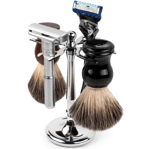 4-benet barberkniv og børstestativ Barberbørsteholderstativ til værktøj Barbertilbehør