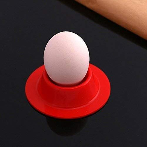 Sett med 4 eggekopper i assortert farge i silikon - bærbar og vaskbar rund holder for egg