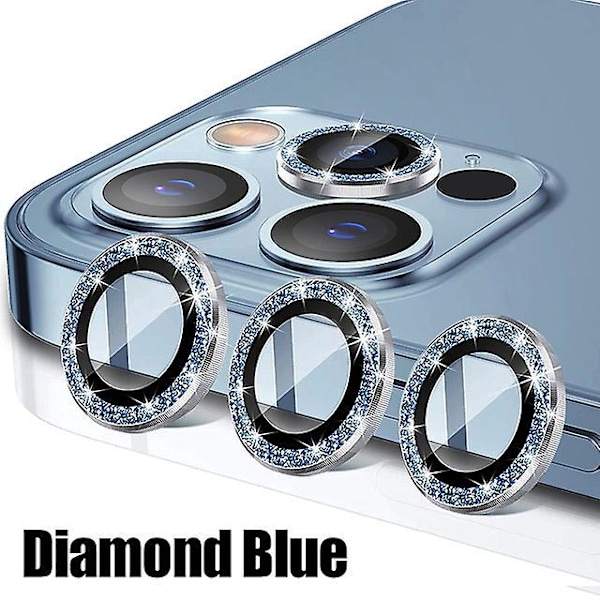 För iPhone 13 Diamant Metall Kameraskydd för iPhone 13 Kameraskydd 3st Linsskyddsglas
