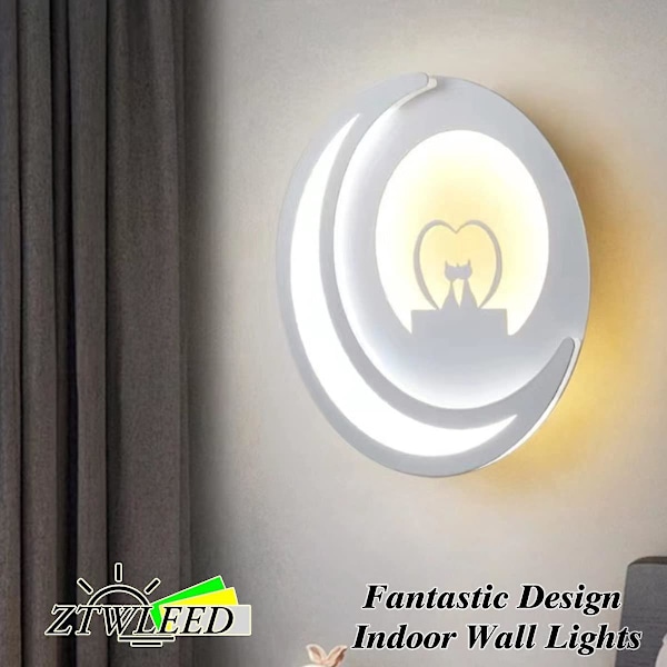 Seinävalaisin sisätiloihin, 14W LED-seinävalaisin, valkoinen seinävalaisin AC220V, RA≥80, design-seinävalaisin kylmä valkoinen 6000K+lämmin valkoinen 3000K