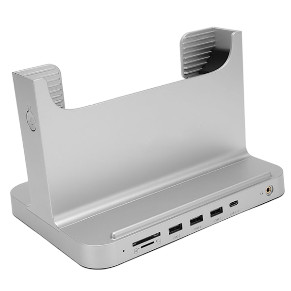 Vertikal PC-ställ 8 i 1 Dockningsstation Stabil Signalöverföring Mini PC-ställ för OS X Office Interface Expansion Silver Färg